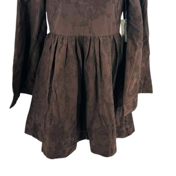 Hyacinth House | NEW Brown Becca V-Neckline Bell-Sleeved Mini Dress Size XXS - Picture 6 of 11